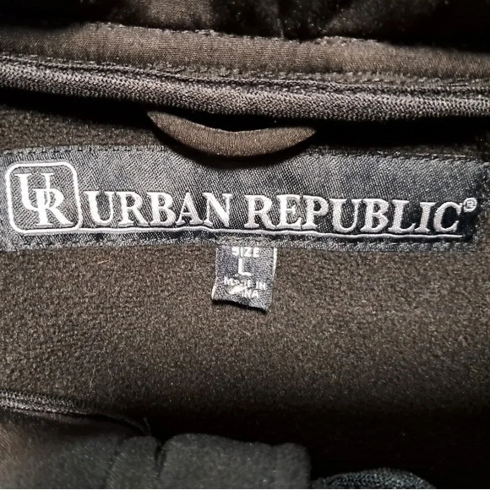 Urban Republic Mens Black Hooded Softshell Jacket Size‎ L